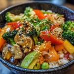 Thai Garlic Veggie Rice Bowl
