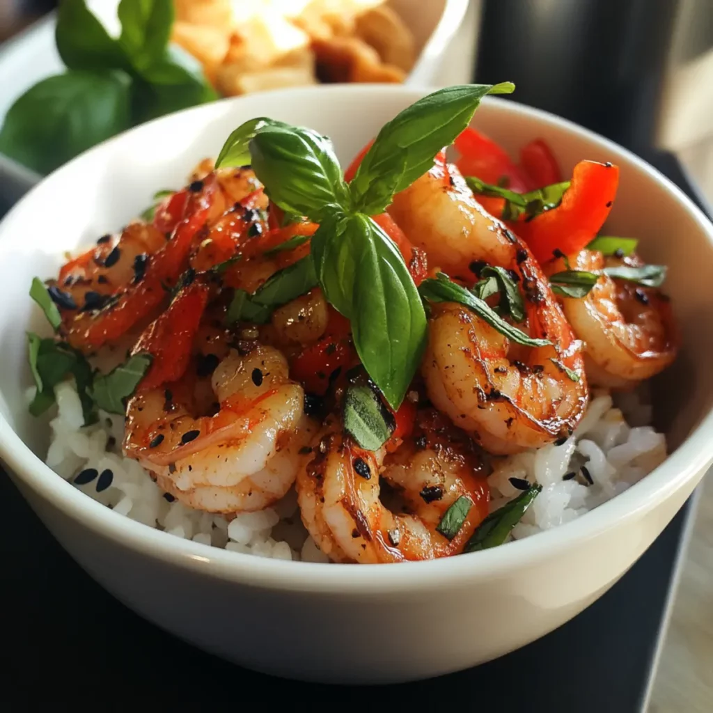 Thai Basil Shrimp Rice Bowl